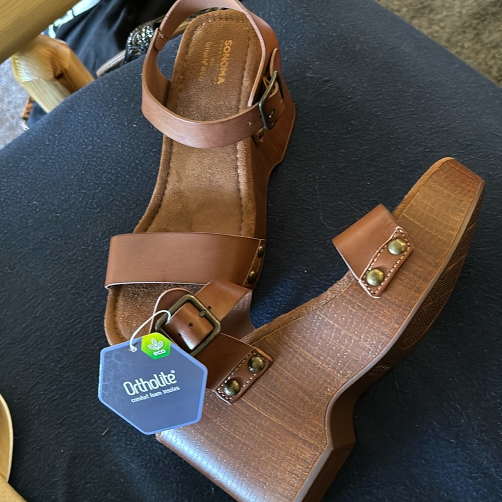 Sonoma Brown Wedge Heels Size 6.5